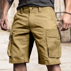 OUKU Men's Cargo Shorts Shorts Hiking Shorts Buttons Multi Pocket Plain Wearable Knee Length Outdoor Daily Camping & Hiking Fashion Classic Army Green Khaki