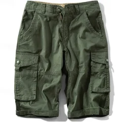 OUKU Men's Cargo Shorts Shorts Hiking Shorts Buttons Multi Pocket Plain Wearable Knee Length Outdoor Daily Camping & Hiking Fashion Classic Army Green Khaki