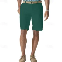 Online OUKU Men's Cargo Shorts Shorts Work Shorts Button Pocket Plain Wearable Knee Length Outdoor Daily Fashion Classic Black White