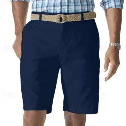 Online OUKU Men's Cargo Shorts Shorts Work Shorts Button Pocket Plain Wearable Knee Length Outdoor Daily Fashion Classic Black White