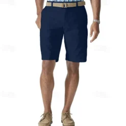 Online OUKU Men's Cargo Shorts Shorts Work Shorts Button Pocket Plain Wearable Knee Length Outdoor Daily Fashion Classic Black White