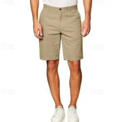 Online OUKU Men's Cargo Shorts Shorts Work Shorts Button Pocket Plain Wearable Knee Length Outdoor Daily Fashion Classic Black White