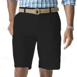 Online OUKU Men's Cargo Shorts Shorts Work Shorts Button Pocket Plain Wearable Knee Length Outdoor Daily Fashion Classic Black White