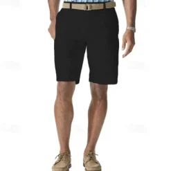 Online OUKU Men's Cargo Shorts Shorts Work Shorts Button Pocket Plain Wearable Knee Length Outdoor Daily Fashion Classic Black White