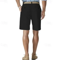 Online OUKU Men's Cargo Shorts Shorts Work Shorts Button Pocket Plain Wearable Knee Length Outdoor Daily Fashion Classic Black White