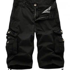 Clearance OUKU Men's Cargo Shorts Shorts Hiking Shorts Leg Drawstring 6 Pocket Plain Comfort Outdoor Daily Going out Cotton Blend Fashion Streetwear Black Wine