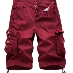 Clearance OUKU Men's Cargo Shorts Shorts Hiking Shorts Leg Drawstring 6 Pocket Plain Comfort Outdoor Daily Going out Cotton Blend Fashion Streetwear Black Wine
