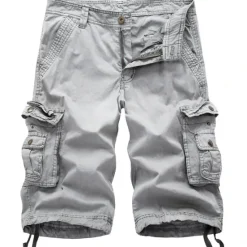 Clearance OUKU Men's Cargo Shorts Shorts Hiking Shorts Leg Drawstring 6 Pocket Plain Comfort Outdoor Daily Going out Cotton Blend Fashion Streetwear Black Wine