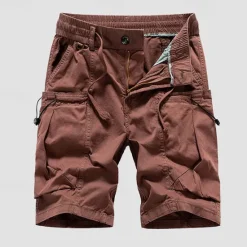 Sale OUKU Men's Cargo Shorts Shorts Summer Shorts Drawstring Elastic Waist Multi Pocket Plain Comfort Wearable Knee Length Outdoor Sport Daily Fashion Casual Black Wine