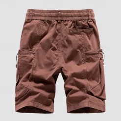 Sale OUKU Men's Cargo Shorts Shorts Summer Shorts Drawstring Elastic Waist Multi Pocket Plain Comfort Wearable Knee Length Outdoor Sport Daily Fashion Casual Black Wine