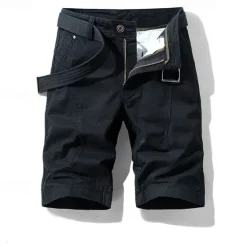 Hot OUKU Men's Cargo Shorts Shorts Summer Shorts Work Shorts Golf Shorts Multi Pocket Button-Down Flap Pocket Plain Comfort Wearable Knee Length Outdoor Sport Daily Fashion Casual Black Yellow
