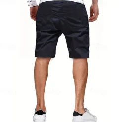 Discount OUKU Men's Cargo Shorts Shorts Summer Shorts Drawstring Elastic Waist Multi Pocket Plain Comfort Wearable Knee Length Outdoor Sport Daily Fashion Casual Black Light Green