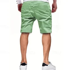 Discount OUKU Men's Cargo Shorts Shorts Summer Shorts Drawstring Elastic Waist Multi Pocket Plain Comfort Wearable Knee Length Outdoor Sport Daily Fashion Casual Black Light Green