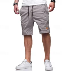 Discount OUKU Men's Cargo Shorts Shorts Summer Shorts Drawstring Elastic Waist Multi Pocket Plain Comfort Wearable Knee Length Outdoor Sport Daily Fashion Casual Black Light Green