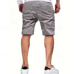 Discount OUKU Men's Cargo Shorts Shorts Summer Shorts Drawstring Elastic Waist Multi Pocket Plain Comfort Wearable Knee Length Outdoor Sport Daily Fashion Casual Black Light Green