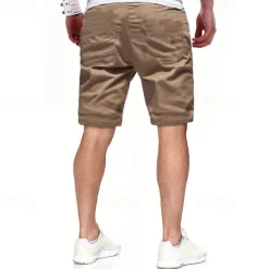Discount OUKU Men's Cargo Shorts Shorts Summer Shorts Drawstring Elastic Waist Multi Pocket Plain Comfort Wearable Knee Length Outdoor Sport Daily Fashion Casual Black Light Green