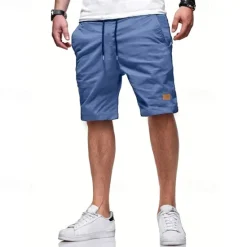 Discount OUKU Men's Cargo Shorts Shorts Summer Shorts Drawstring Elastic Waist Multi Pocket Plain Comfort Wearable Knee Length Outdoor Sport Daily Fashion Casual Black Light Green