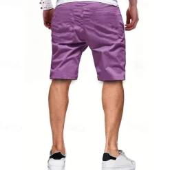 Discount OUKU Men's Cargo Shorts Shorts Summer Shorts Drawstring Elastic Waist Multi Pocket Plain Comfort Wearable Knee Length Outdoor Sport Daily Fashion Casual Black Light Green