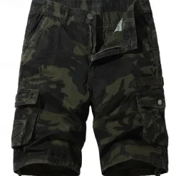 New OUKU Men's Cargo Shorts Shorts Summer Shorts Multi Pocket Flap Pocket Camo Comfort Wearable Knee Length Outdoor Sport Daily Fashion Casual Camouflage - Army Green Light Grey