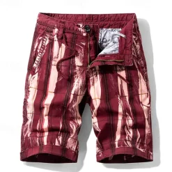 Outlet OUKU Men's Cargo Shorts Shorts Summer Shorts Work Shorts Golf Shorts Drawstring Elastic Waist Multi Pocket Florals Comfort Wearable Knee Length Outdoor Sport Daily Fashion Casual Black Red