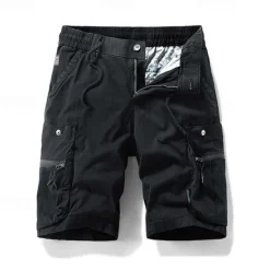 Discount OUKU Men's Cargo Shorts Shorts Summer Shorts Drawstring Elastic Waist Zipper Pocket Plain Comfort Wearable Knee Length Outdoor Sport Daily Fashion Casual Black Brown
