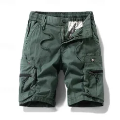 Discount OUKU Men's Cargo Shorts Shorts Summer Shorts Drawstring Elastic Waist Zipper Pocket Plain Comfort Wearable Knee Length Outdoor Sport Daily Fashion Casual Black Brown