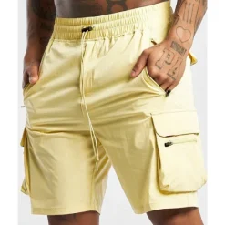 OUKU Men's Cargo Shorts Shorts Drawstring Elastic Waist Zipper Pocket Plain Quick Dry Wearable Short Outdoor Daily Camping & Hiking Fashion Classic Black Yellow