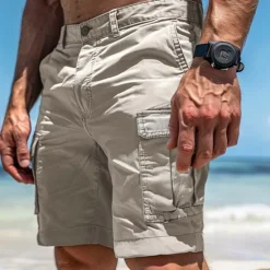 Hot OUKU Men's Cargo Shorts Shorts Bermuda shorts Casual Shorts Multi Pocket Straight Leg Plain Comfort Soft Knee Length Casual Holiday Beach Fashion Streetwear Black Green Micro-elastic