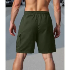 Hot OUKU Men's Cargo Shorts Shorts Summer Shorts Drawstring Elastic Waist Multi Pocket Plain Comfort Wearable Knee Length Outdoor Sport Daily Fashion Casual Black White