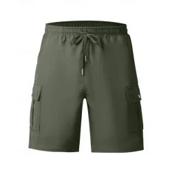 Hot OUKU Men's Cargo Shorts Shorts Summer Shorts Drawstring Elastic Waist Multi Pocket Plain Comfort Wearable Knee Length Outdoor Sport Daily Fashion Casual Black White