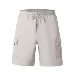 Hot OUKU Men's Cargo Shorts Shorts Summer Shorts Drawstring Elastic Waist Multi Pocket Plain Comfort Wearable Knee Length Outdoor Sport Daily Fashion Casual Black White