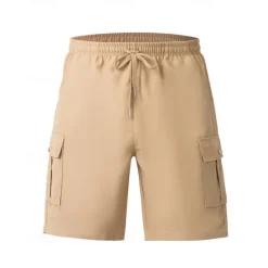 Hot OUKU Men's Cargo Shorts Shorts Summer Shorts Drawstring Elastic Waist Multi Pocket Plain Comfort Wearable Knee Length Outdoor Sport Daily Fashion Casual Black White