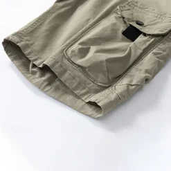 Online OUKU Men's Cargo Shorts Shorts Summer Shorts Drawstring Elastic Waist Multi Pocket Plain Comfort Wearable Knee Length Outdoor Sport Daily Fashion Casual Black Khaki