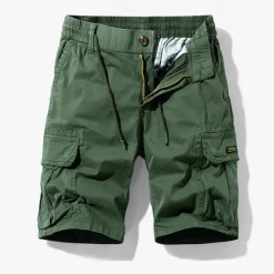 Online OUKU Men's Cargo Shorts Shorts Summer Shorts Drawstring Elastic Waist Multi Pocket Plain Comfort Wearable Knee Length Outdoor Sport Daily Fashion Casual Black Khaki