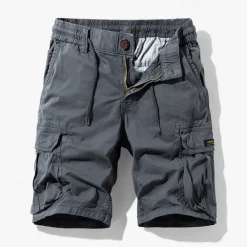 Online OUKU Men's Cargo Shorts Shorts Summer Shorts Drawstring Elastic Waist Multi Pocket Plain Comfort Wearable Knee Length Outdoor Sport Daily Fashion Casual Black Khaki