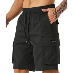 New OUKU Men's Cargo Shorts Shorts Drawstring Elastic Waist Multi Pocket Plain Wearable Short Outdoor Daily Going out Fashion Classic Black Army Green