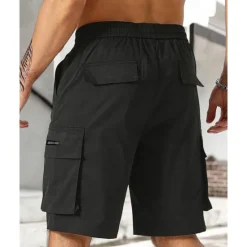 New OUKU Men's Cargo Shorts Shorts Drawstring Elastic Waist Multi Pocket Plain Wearable Short Outdoor Daily Going out Fashion Classic Black Army Green