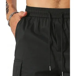 New OUKU Men's Cargo Shorts Shorts Drawstring Elastic Waist Multi Pocket Plain Wearable Short Outdoor Daily Going out Fashion Classic Black Army Green