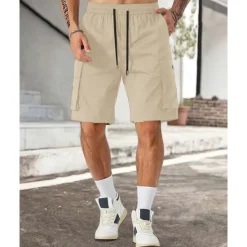 New OUKU Men's Cargo Shorts Shorts Drawstring Elastic Waist Multi Pocket Plain Wearable Short Outdoor Daily Going out Fashion Classic Black Army Green