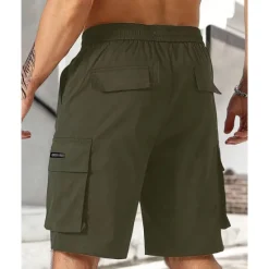 New OUKU Men's Cargo Shorts Shorts Drawstring Elastic Waist Multi Pocket Plain Wearable Short Outdoor Daily Going out Fashion Classic Black Army Green