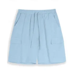 Online OUKU Men's Cargo Shorts Shorts Linen Shorts Summer Shorts Beach Shorts Drawstring Elastic Waist Multi Pocket Plain Knee Length Outdoor Casual Daily Vacation Casual Black White Inelastic