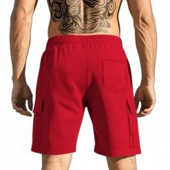 Best OUKU Men's Cargo Shorts Shorts Summer Shorts Drawstring Elastic Waist Multi Pocket Plain Comfort Wearable Knee Length Outdoor Sport Daily Fashion Casual Black Red