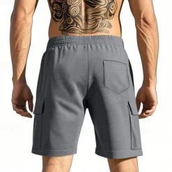 Best OUKU Men's Cargo Shorts Shorts Summer Shorts Drawstring Elastic Waist Multi Pocket Plain Comfort Wearable Knee Length Outdoor Sport Daily Fashion Casual Black Red