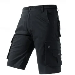 Sale OUKU Men's Cargo Shorts Shorts Summer Shorts Multi Pocket Flap Pocket Plain Comfort Wearable Knee Length Outdoor Sport Daily Fashion Casual Black Navy Blue