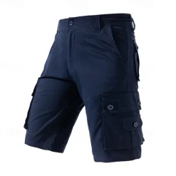 Sale OUKU Men's Cargo Shorts Shorts Summer Shorts Multi Pocket Flap Pocket Plain Comfort Wearable Knee Length Outdoor Sport Daily Fashion Casual Black Navy Blue