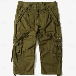 OUKU Men's Cargo Shorts Shorts Capri Pants Hiking Shorts Leg Drawstring 6 Pocket Plain Comfort Outdoor Daily Going out Fashion Streetwear Wine Army Green
