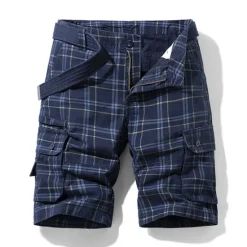 Best OUKU Men's Cargo Shorts Shorts Hiking Shorts Straight Pocket Plaid Comfort Breathable Short Sports Outdoor Daily Going out Stylish Classic Style Black Blue