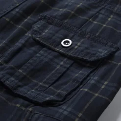 Best OUKU Men's Cargo Shorts Shorts Hiking Shorts Straight Pocket Plaid Comfort Breathable Short Sports Outdoor Daily Going out Stylish Classic Style Black Blue