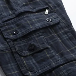 Best OUKU Men's Cargo Shorts Shorts Hiking Shorts Straight Pocket Plaid Comfort Breathable Short Sports Outdoor Daily Going out Stylish Classic Style Black Blue
