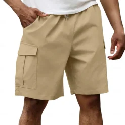 Best OUKU Men's Cargo Shorts Shorts Summer Shorts Drawstring Elastic Waist Multi Pocket Plain Comfort Wearable Knee Length Outdoor Sport Daily Fashion Casual Black Navy Blue